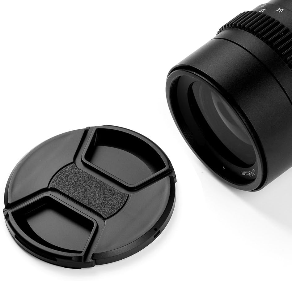 X-SweetDream 49mm 3 Pack Pinch Set Lens Cap Bundle, Universal Snap on Front Centre Lens Cover with Microfiber Lens