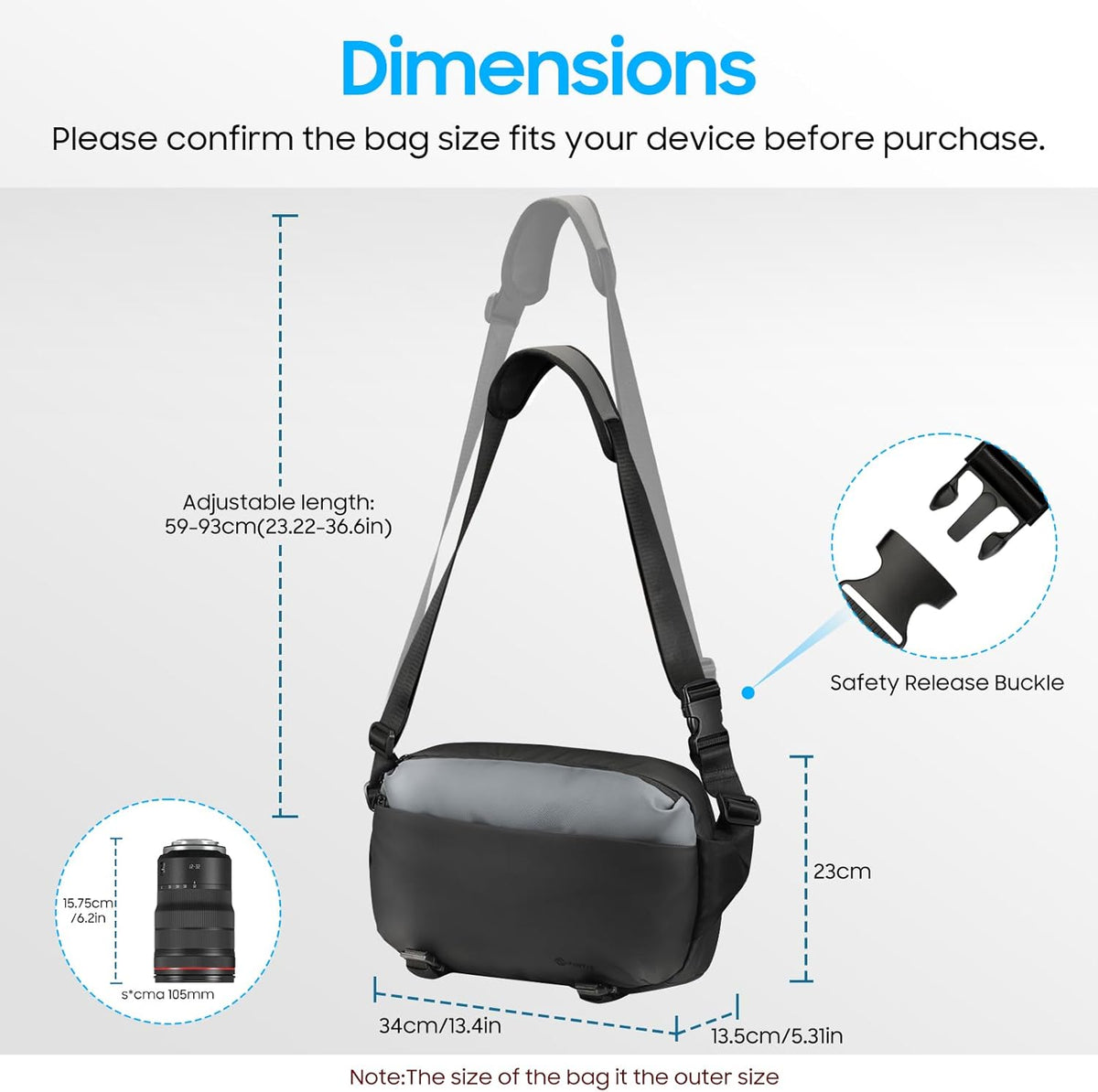 R50/R100/Sony A6400/Nikon Z6 FINTIE Camera Sling Bag for DSLR/SLR/Mirrorless, Waterproof Crossbody Camera Case