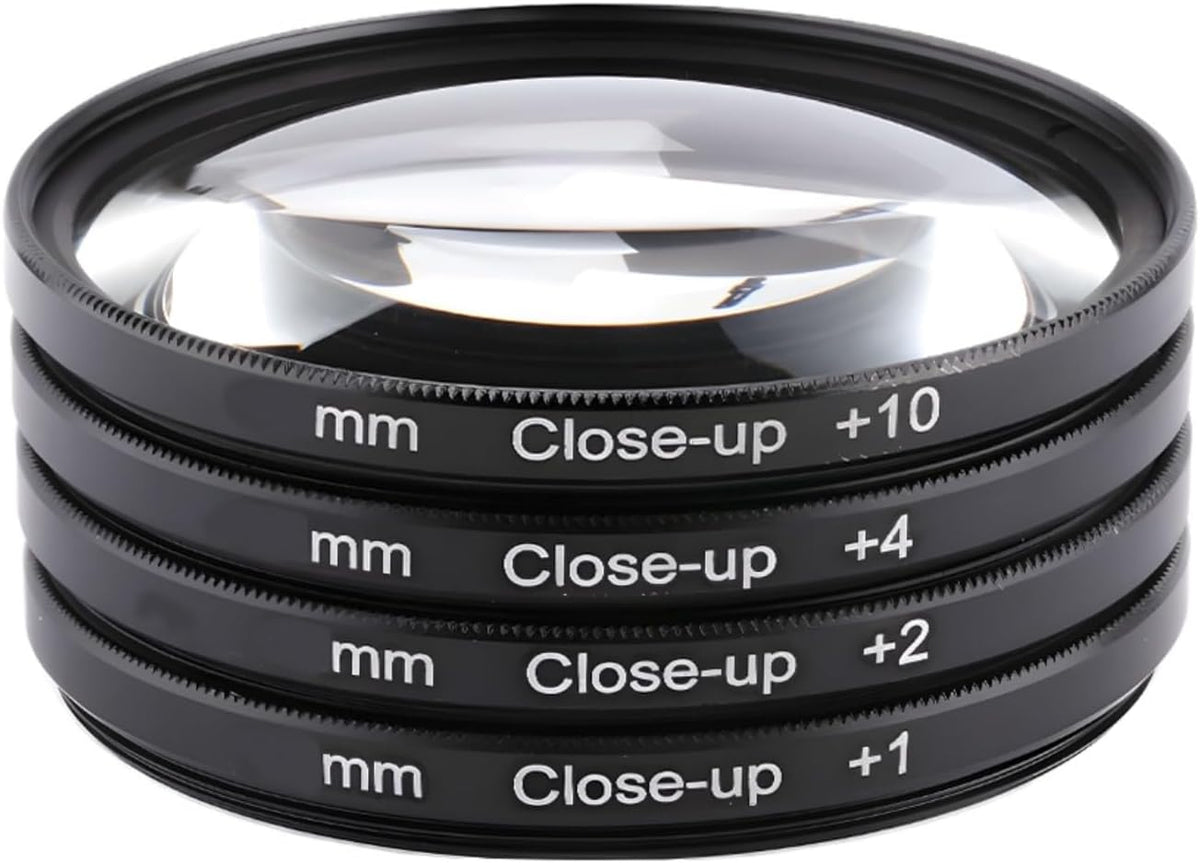 YOFOTIXAUU 46mm 4 (+1 +2 +4 +10) Set, (46mm) Close-Up Lens Filters Kit Pieces Macro Filter Lens Cap & Cleaning Cloth