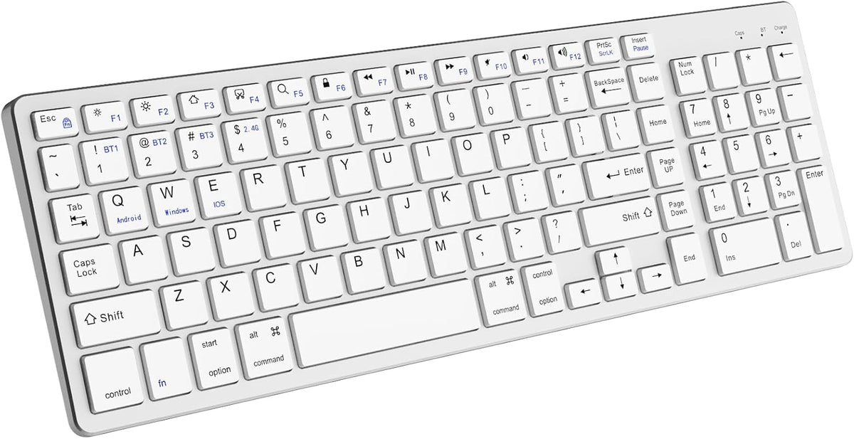 JKSML 102 2.4 12 Programmable Wireless Keyboard with Keys, Bluetooth and GHz Wireless, Low Profile, Number Pad, Fluid