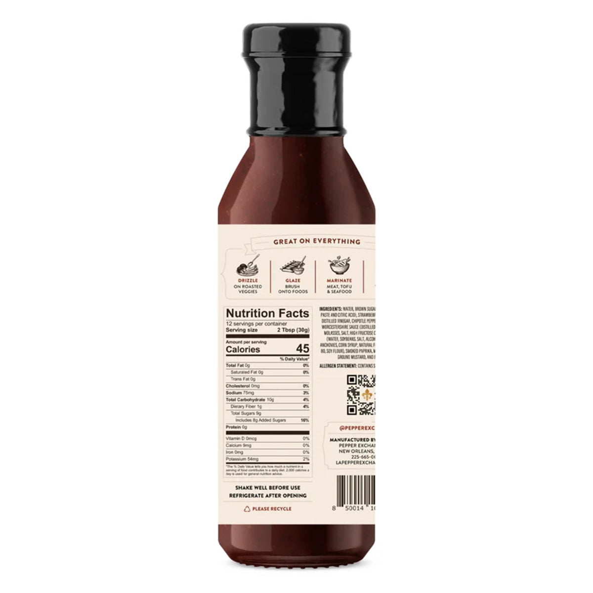 Louisiana Pepper Exchange Strawberry Chipotle BBQ Sauce, Gluten-Free, 12 Fl Oz, 2-Pack