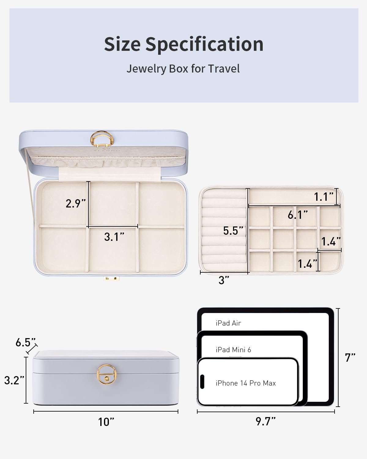 Vlando Jewelry Box Organizer for Girl,Faux Leather Lockable Jewelry Holder Organzier Case Boxes with 2 Layers,Earrings Necklace,Rings Storage,Wedding Warm Gifts Purple