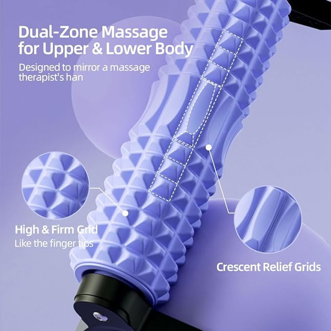 RUNWE Foam Roller with Stand - Roller Foam for Back Pain, 21 inch Trigger Point Deep Tissue Massage, Medium Density Grid Bracket Foam Rollers, Myofascial Release, Relieves Leg Muscle Pain
