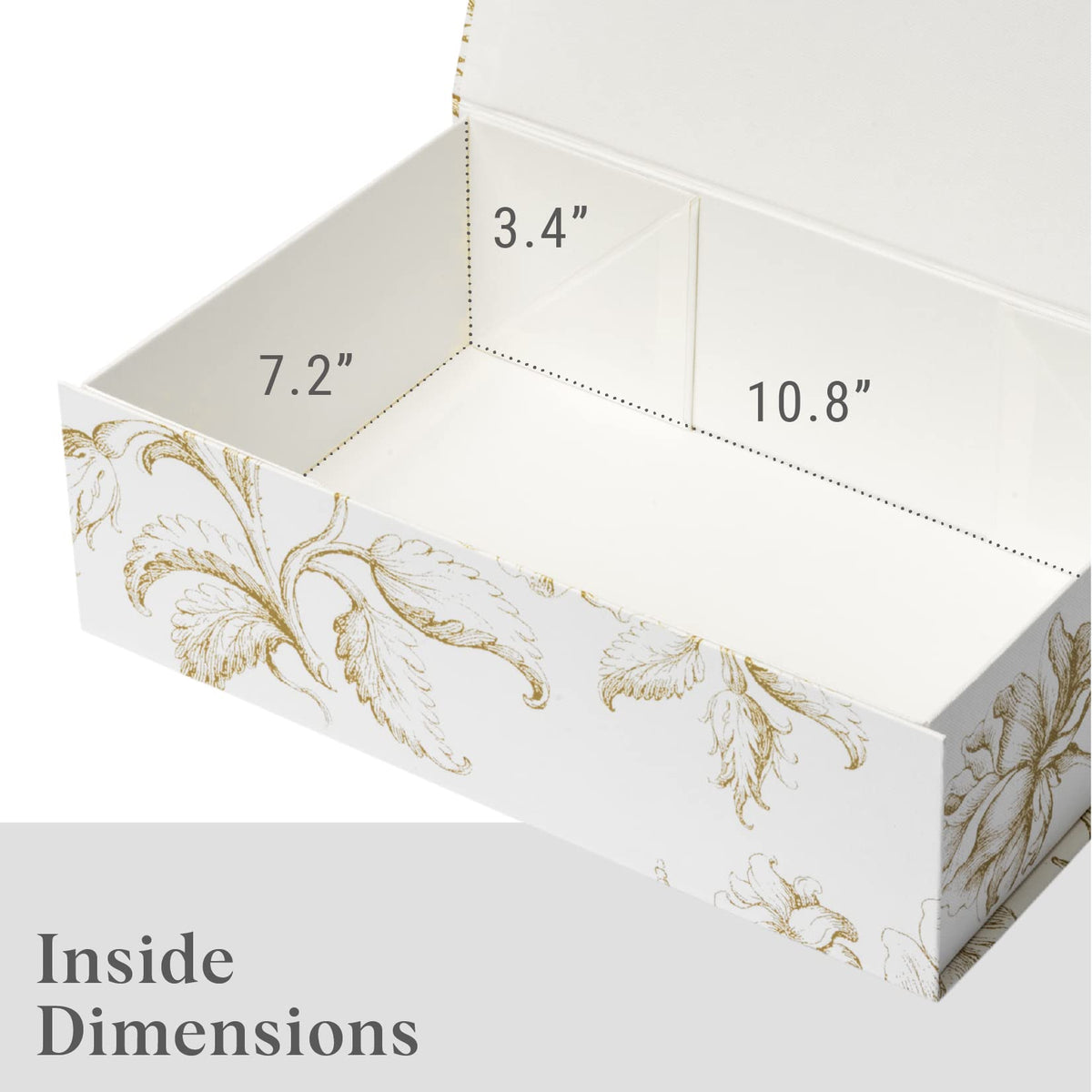 Sorarto Luxury Keepsake Gift Box | Gold Floral Decorative Boxes with Magnetic Lids for Presents, Wedding Memory Box, and Bridal Gifts. 11.5" x 7.5" x 3.5"