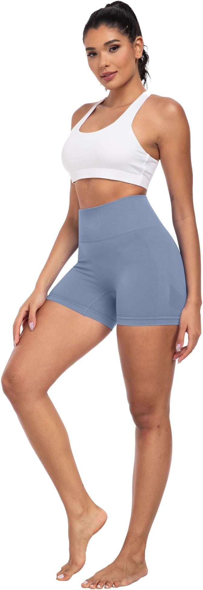 CHRLEISURE Women's 4 Packs Workout Gym Shorts, High Waisted Butt Lifting Scrunch Butt Seamless Booty Shorts