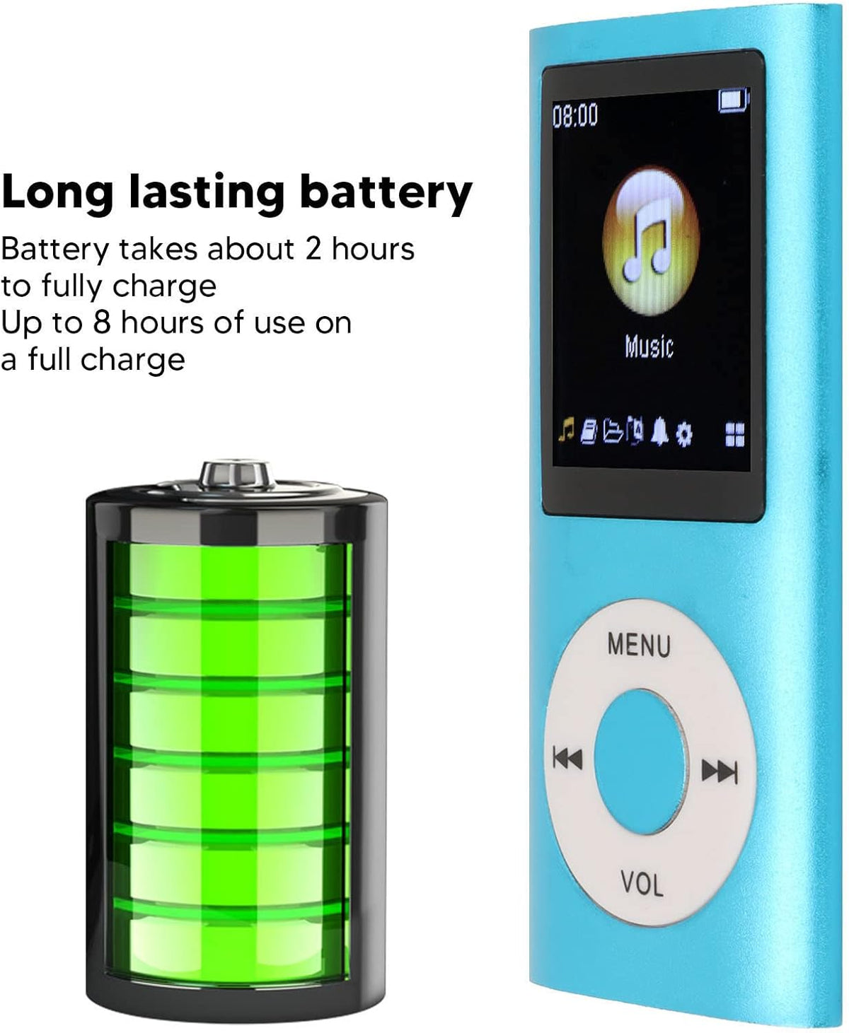 SUNGOOYUE MP3 1.8 Inch MP3 Player,Portable Music Player,Stylish Multifunctional Lossless Sound Slim LCD Screen Portable