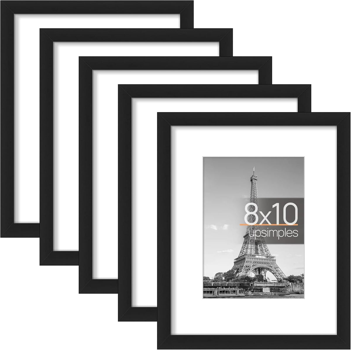 Upsimples 8x10 Picture Frame Set of 5 | Includes 8.5x11 Certificate Frame for Versatile Display