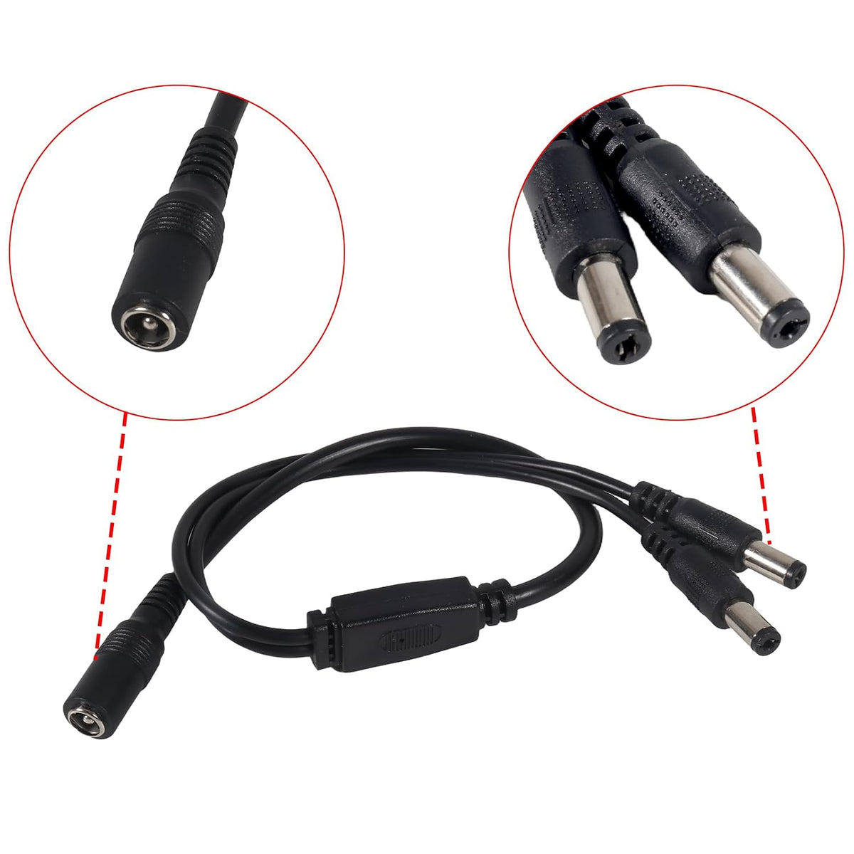 ATNSINC 10Pairs 12v 2.1mm 5.5mm DC Power Cable Male Female Connectors x DC Pigtail Adapter for CCTV Security