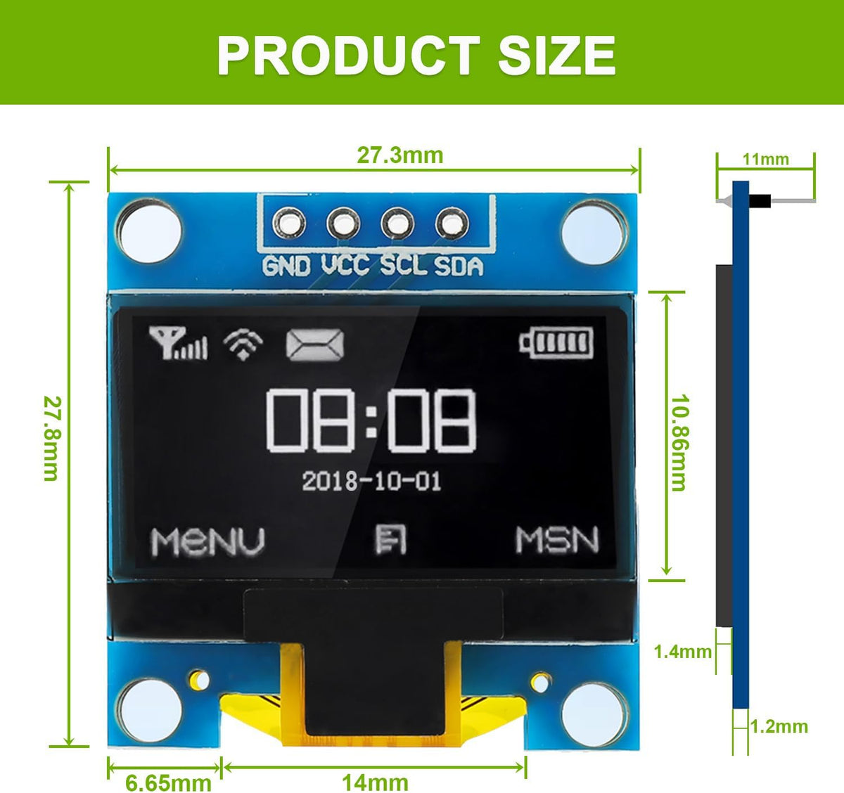 EPLZON 5 Pack 0.96 inch 128x64 OLED IIC Display Module Pixel Mini Self-Luminous Display Screen Board for Arduino