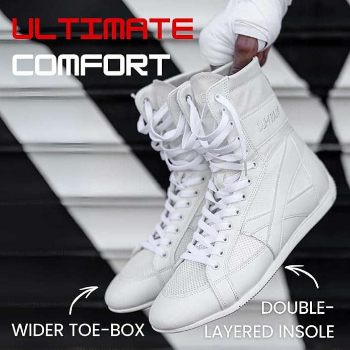 Superare Boxing Shoes – MMA Kick Boxing Pro Fighting Boots and Training Workout Shoes for Men and Women