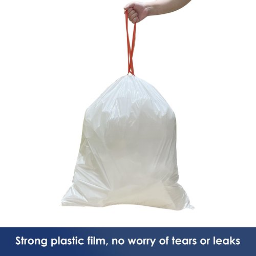 HygiCare 13 Gallon Tall Kichen Trash Bags, Unscented 200 Count Drawstring Garbage Bags, Pre-Separated, Ultra Strong, Leakproof, Sturdy, White