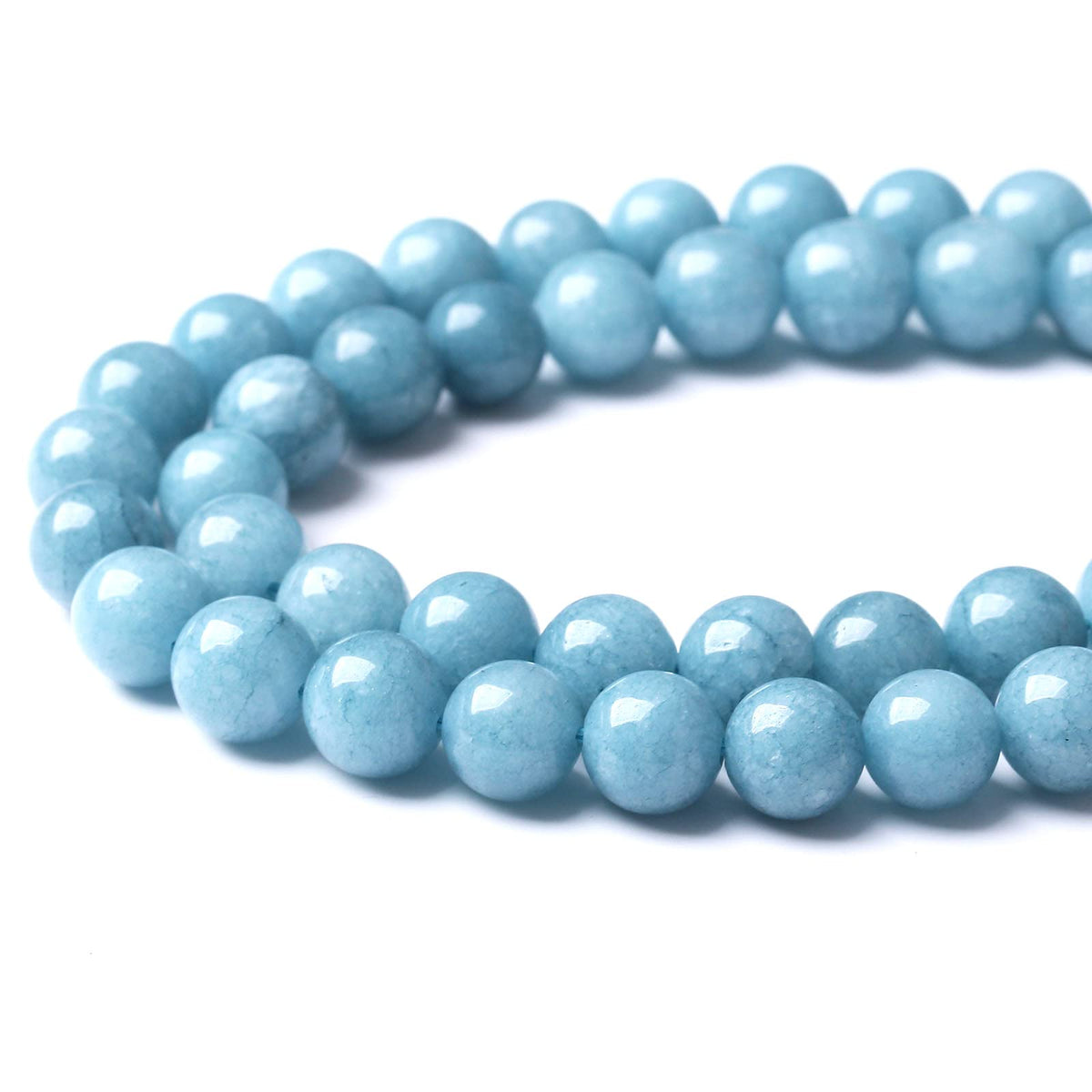 Blue Chalcedony Natural Stone Beads Gems Round Loose Beads Jewelry Making DIY Bracelet Necklace Accessory 1 Strand 36PCS 10MM 15"