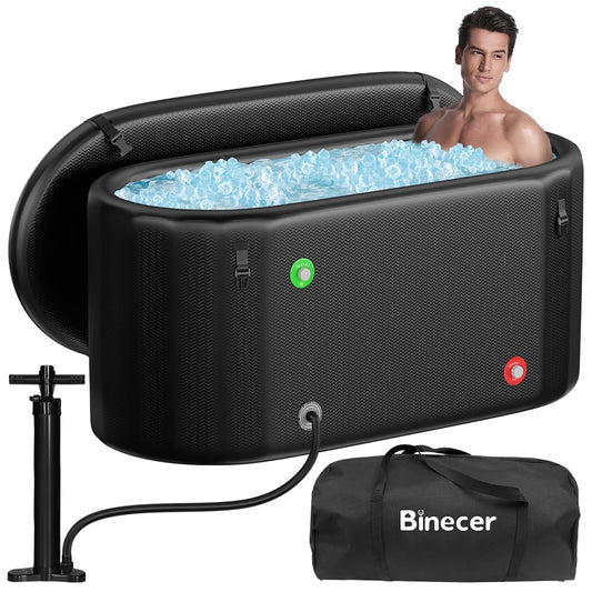 Upgrade Ice Bath Tub for Athletes XL 160 Gal - Water Chiller Compatible Cold Plunge, Athletes Recovery - Inflatable Ice Bath at Home Outdoor, Portable, Insulated Thermal Lid Cold