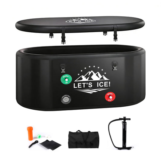 Inflatable Ice Bath Tub for Athletes – 216-Gallon Cold Plunge Tub with Insulated Lid, Full-Body Stretch Design, Insulated & Water Chiller Compatible, Portable for Indoor & Outdoor Recovery