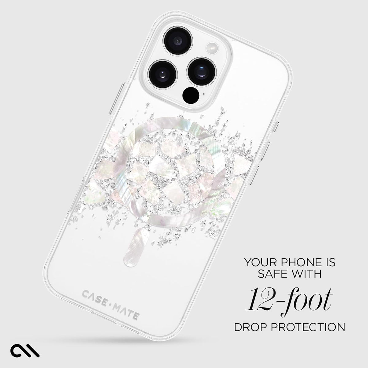 Case-Mate 16 12ft 16 iPhone Pro Max Case [Compatible with MagSafe] - Stylish Mother of Pearl Phone Case with Drop