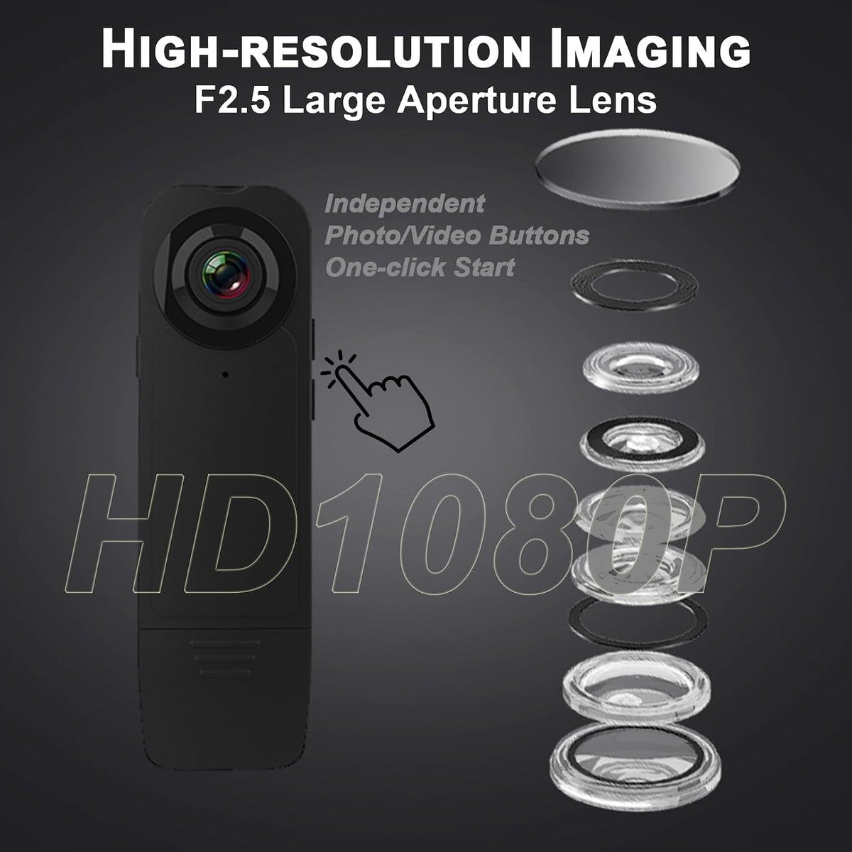 Ahheyie 1080P 64GB 4-6 Body Camera with Memory Card, Night Vision Camcorder HR Battery Life Wearable BodyCam