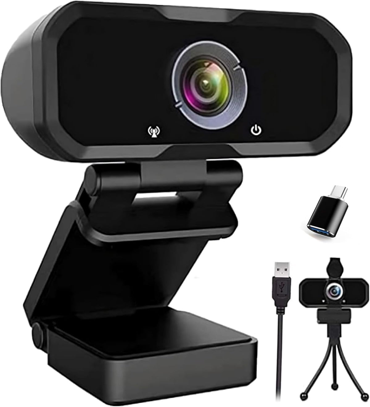 Svcouok 1080P 2/ USB-C Webcam Compatible with Switch PC - Streaming Camera for Zoom/Teams/Skype, Plug&Play