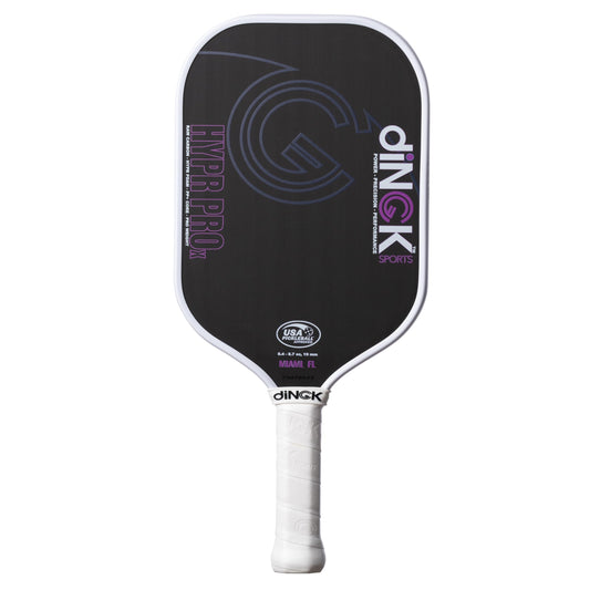 Hypr Pro X Pink Pickleball Paddle, T700 Carbon Fiber Grit Surface for Spin, 16MM Honeycomb Poly-Core with Hyper Foam Filler for Control & Power, 8.4-8.7 oz Pro Weight, USAPA Approved, 16.5” x 7.5”