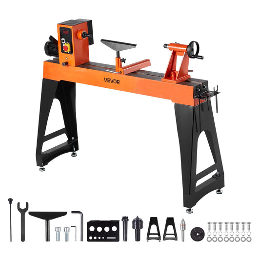 VEVOR 2 HP Wood Lathe, 18 x 40 Inches, 150–3200 RPM Variable Speed, Brushless DC Motor, Cast Iron Body, Tool Rest