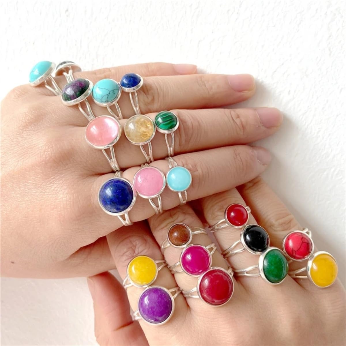 20pcs 10mm Natural Stone No Hole Malachite Semicircle Smooth Cabochons Beads Healing Chakra Crystal Stone Bead for Jewelry Making Rings Earrings Necklace Bracelet DIY Crafts