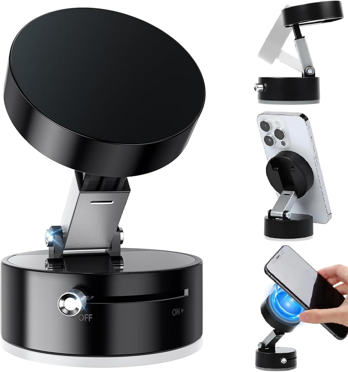 Belcompany 16/15/14/13/12 Vacuum Magnetic Suction Phone Holder, Car Suction Cup Phone Mount Stand, Foldable
