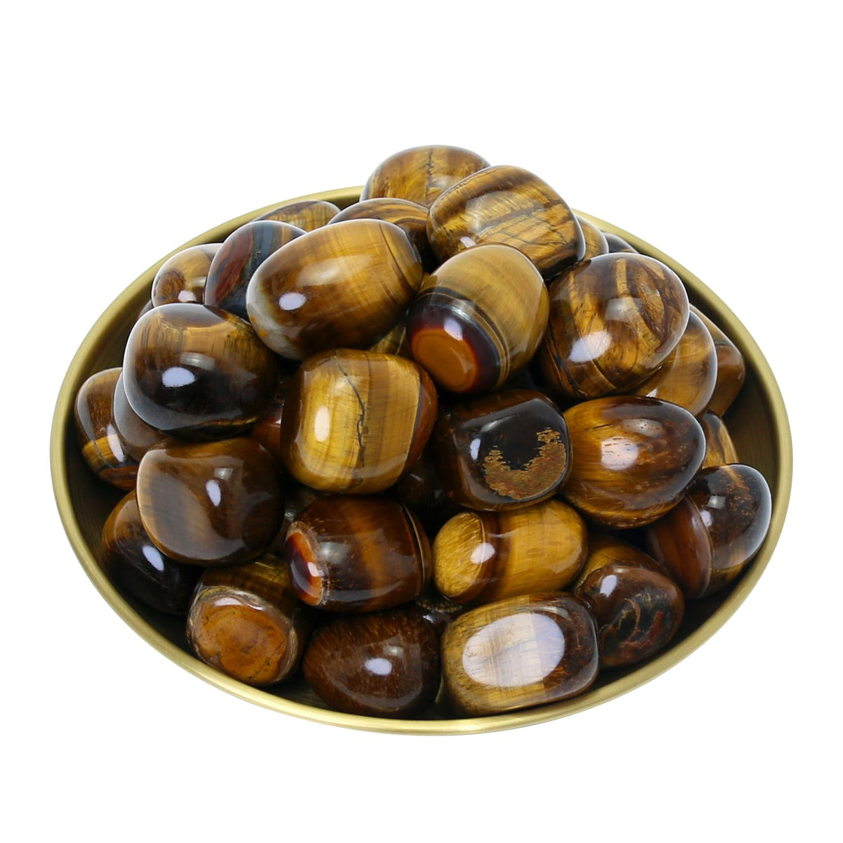 Namzi Tumbled Polished Natural Tiger's Eye Stones for Tumbling, Cabbing, Fountain Rocks, Decoration, Polishing, Wire Wrapping, Wicca & Reiki Healing Crystals(10 Pcs)