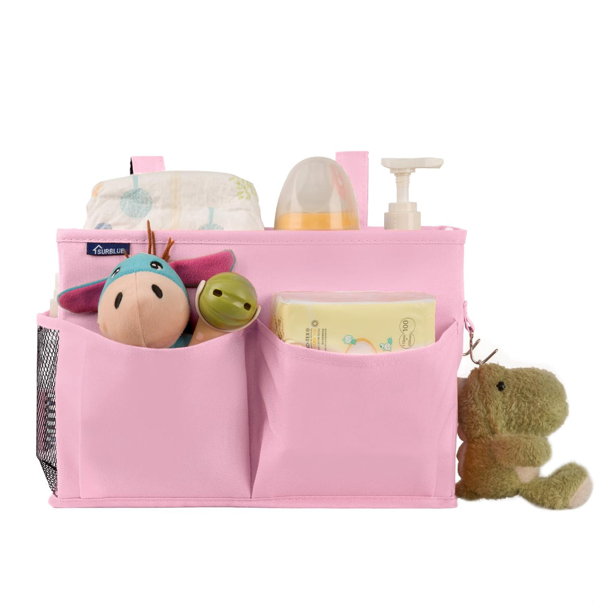 Surblue Caddy Hanging Organizer Bedside Storage Bag for Bunk and Hospital Beds, Pink, Small