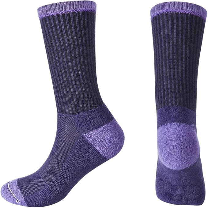 EnerWear 4 Pack Women's Merino Wool Outdoor Hiking Trail Crew Sock