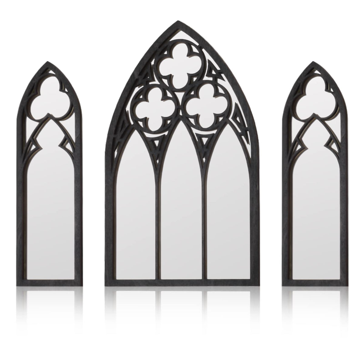 BOUMUSOE 3 Pack Gothic Mirrors, Cathedral Arch Frame, Tiny Gothic Room Decor - 9.8 inches Spooky Decorative Rustic Wall Hanging for Bedroom & Bathroom