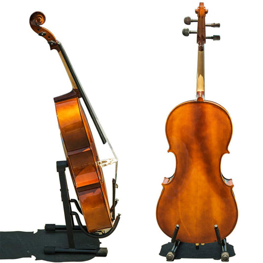 Paititi PTTCE201T Ebony Fitted Oil Finish Solid Wood Cello with Soft Case, Bow, Rosin, Stopper and Mute