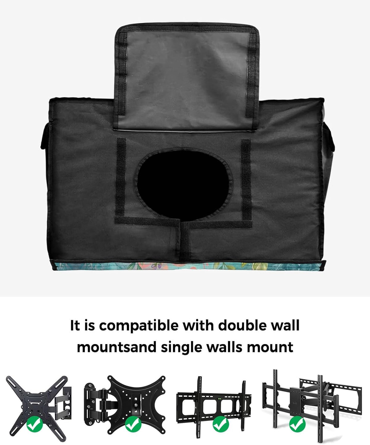 T&H XHome 40"-43" 40" Wx25 Boho Floral Outdoor TV Cover Vibrant Sunflower Dahlia Bouquet Art Waterproof