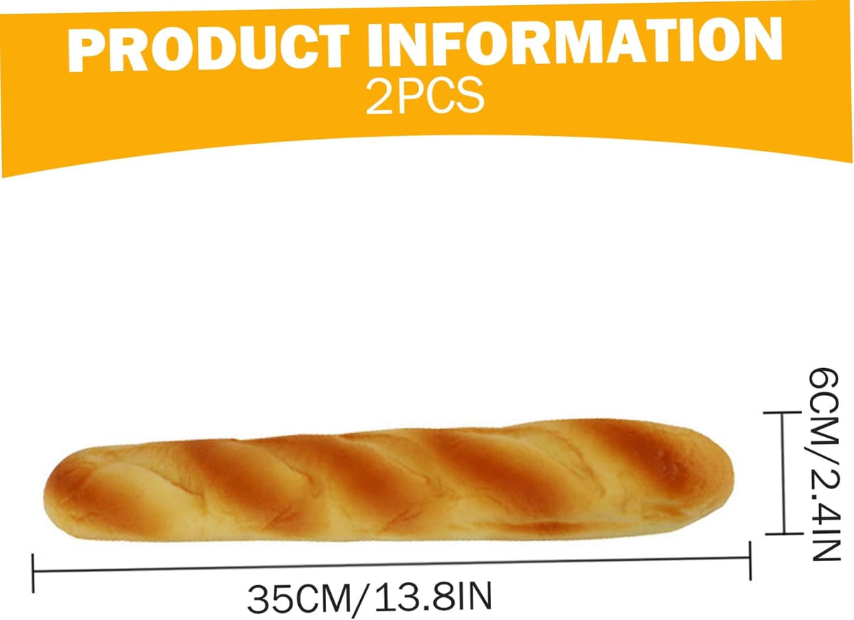 Xoeryoy 2PCS 13.8x2.4in Bread, PU Realistic Long Artificial Bread, Bake for Display, Photography Props, Bakery