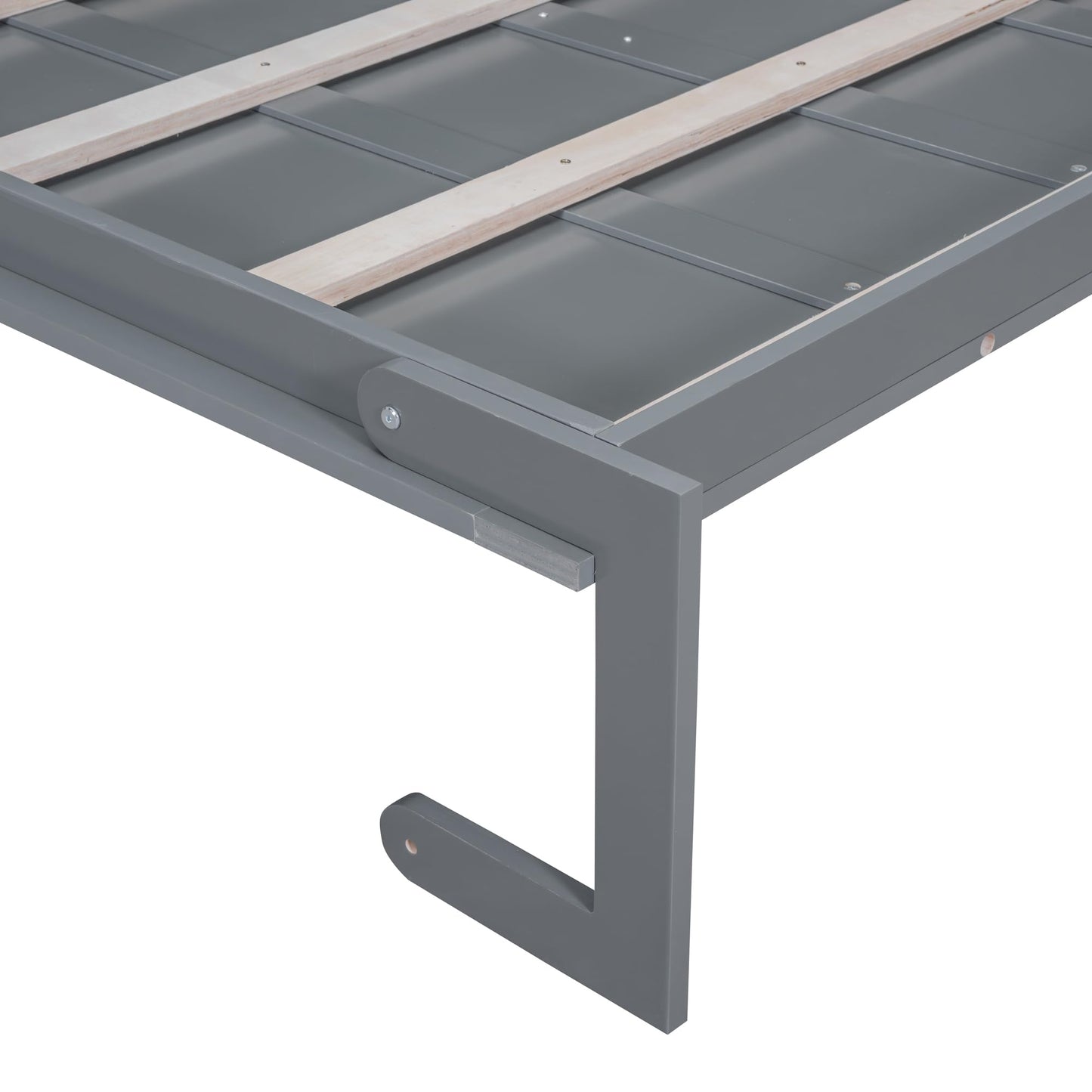 Merax Queen Size Murphy Bed Frame, Modern Wall Bed Can Be Folded into Cabinet, Chair with Cushion, Gray