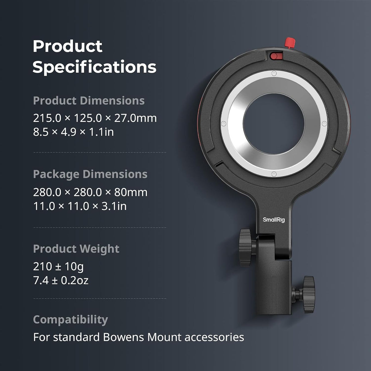 SMALLRIG 60B/60C 100B/100C 3.3lbs 4476 Bowens Mount Adapter, Only for RC & RC Series COB Light, Compatible