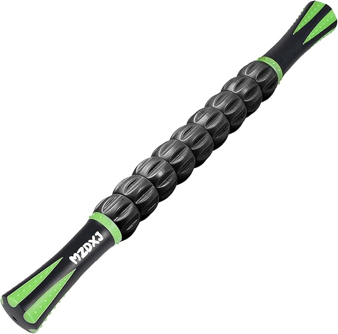 Muscle Roller Stick for Athletes - Deep Tissue Fascia Blaster & Roller Massager for Myofascial Pain Relief - Body-Building Apparatus (Green black-18 inch)