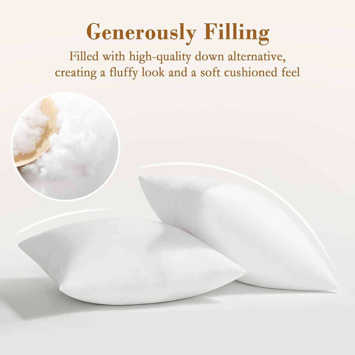 Puredown® 18x18 Pillow Inserts - Fluffy Plush Down Alternative Throw Pillows | Set of 2 for Couch & Home Decor