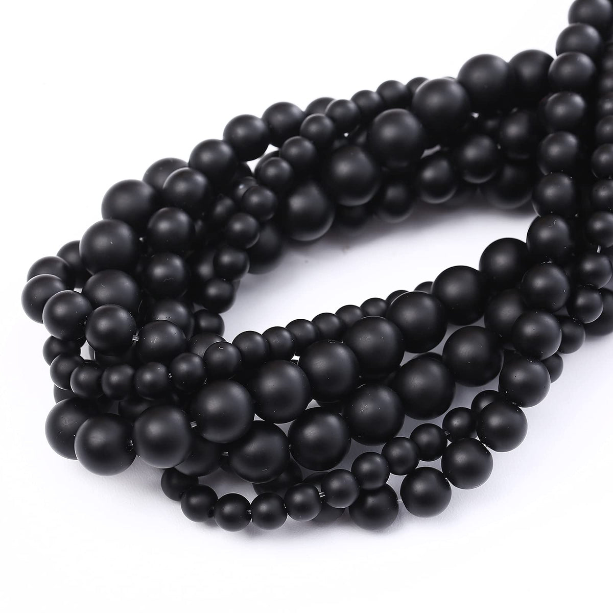38PCS 10MM Natural Frosted Black Agate Stone Beads Round Loose Beads for Jwelry Making DIY Bracelet Necklace Accessory 15Inch