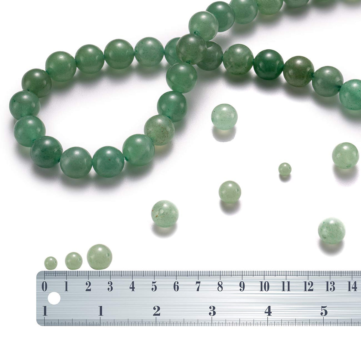 BEADIA Natural Green Aventurine Jade Stone Round Loose Semi Gemstone Beads for Jewelry Making 8MM 44PCS