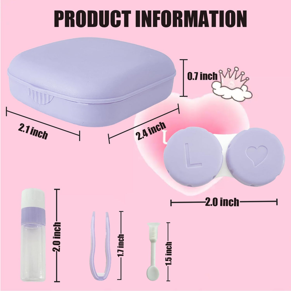 Erewa Contact Lens Case, 2 Pack Portable Contact Lens Box Kit with Mirror, Compact Soak Storage Kit for Travel (Light Purple)