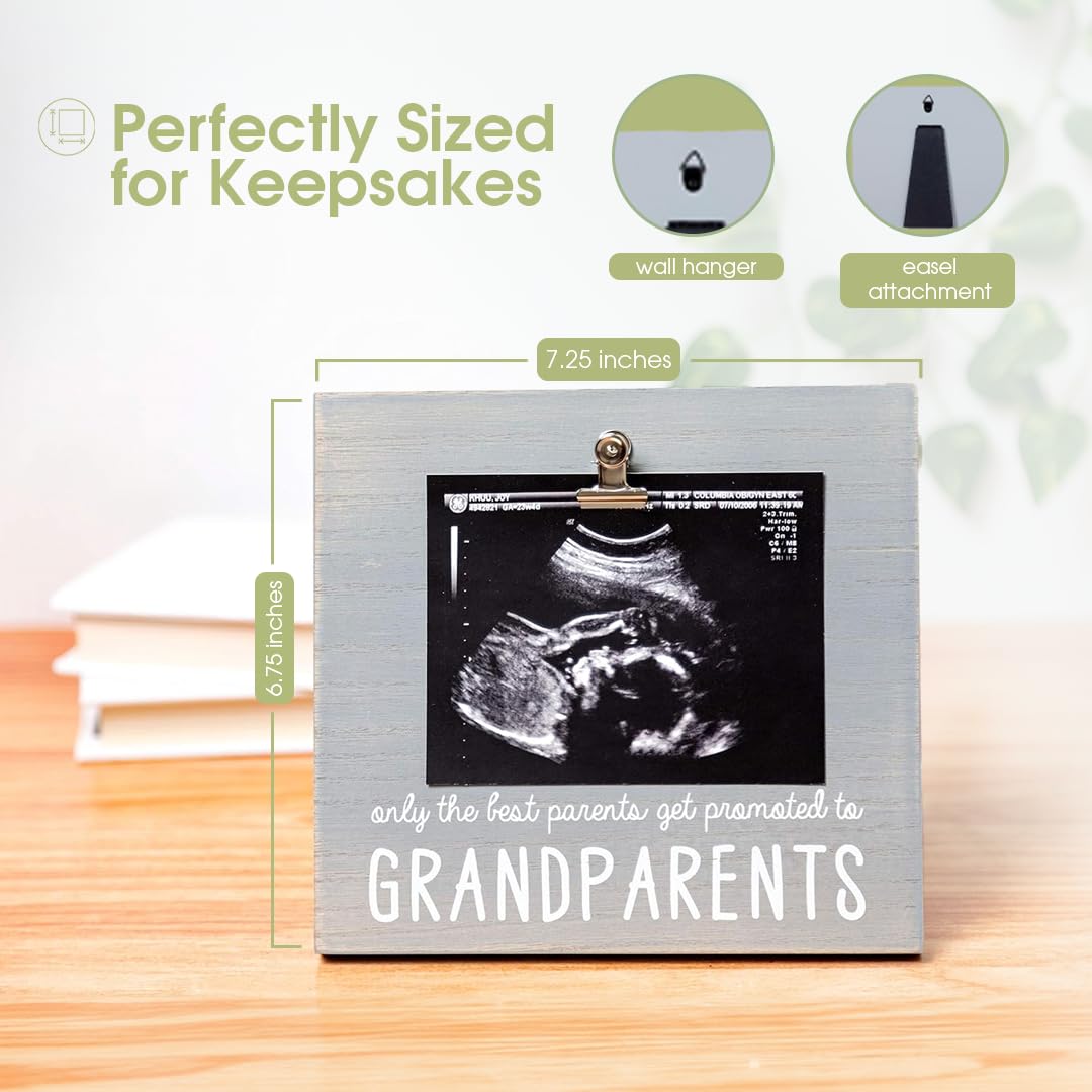 Pearhead Grandparents Pregnancy Announcement Sonogram Picture Frame, Ultrasound Photo Gift and Pregnancy Reveal Keepsake for Grandmothers and Grandfathers, Distressed Gray