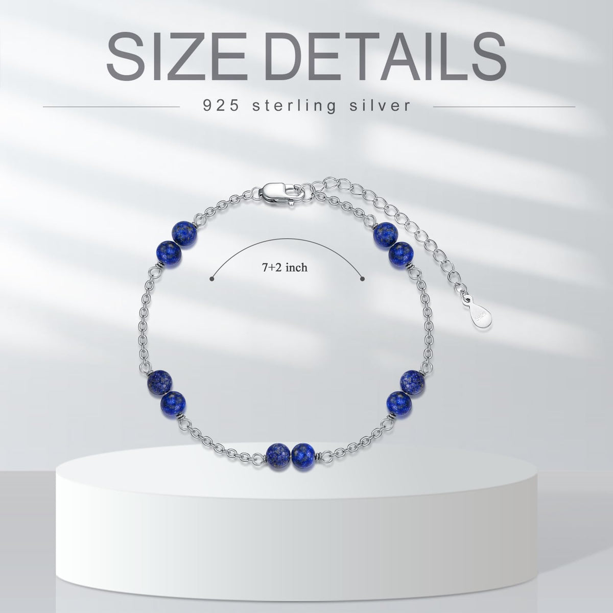 BETHZA Natural Lapis Lazuli Bracelet for Women 8mm Round Shaped Blue Lapis Gemstone Adjustable Bracelets Boho Bead Jewelry for Birthday