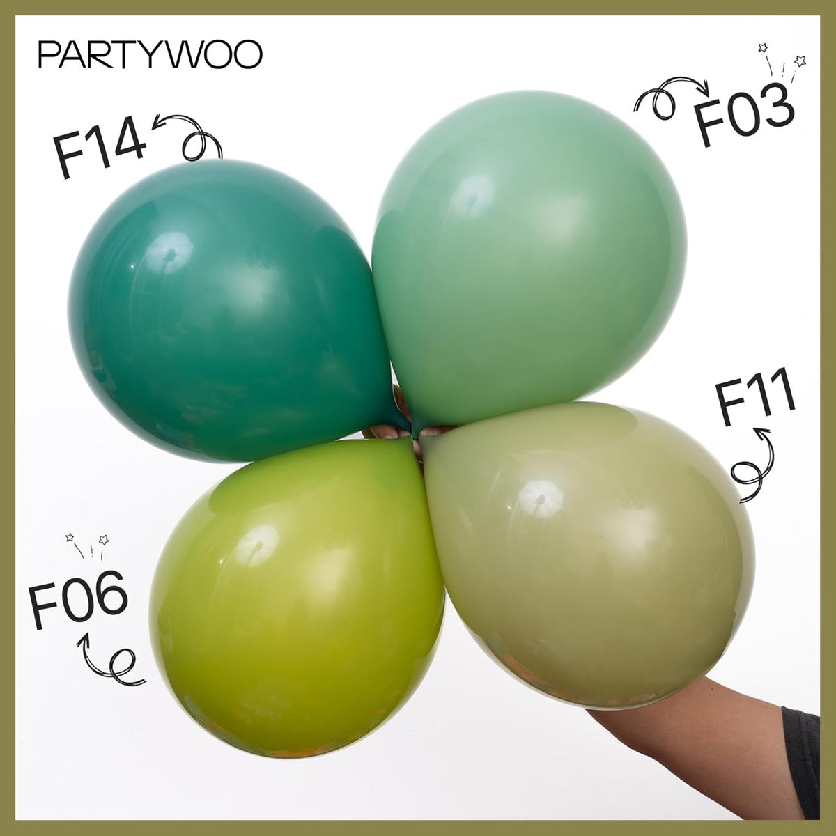 PartyWoo Sage Green Balloons - 152-Piece Latex Balloon Arch Kit for Weddings & Birthdays | Olive Boho Decor