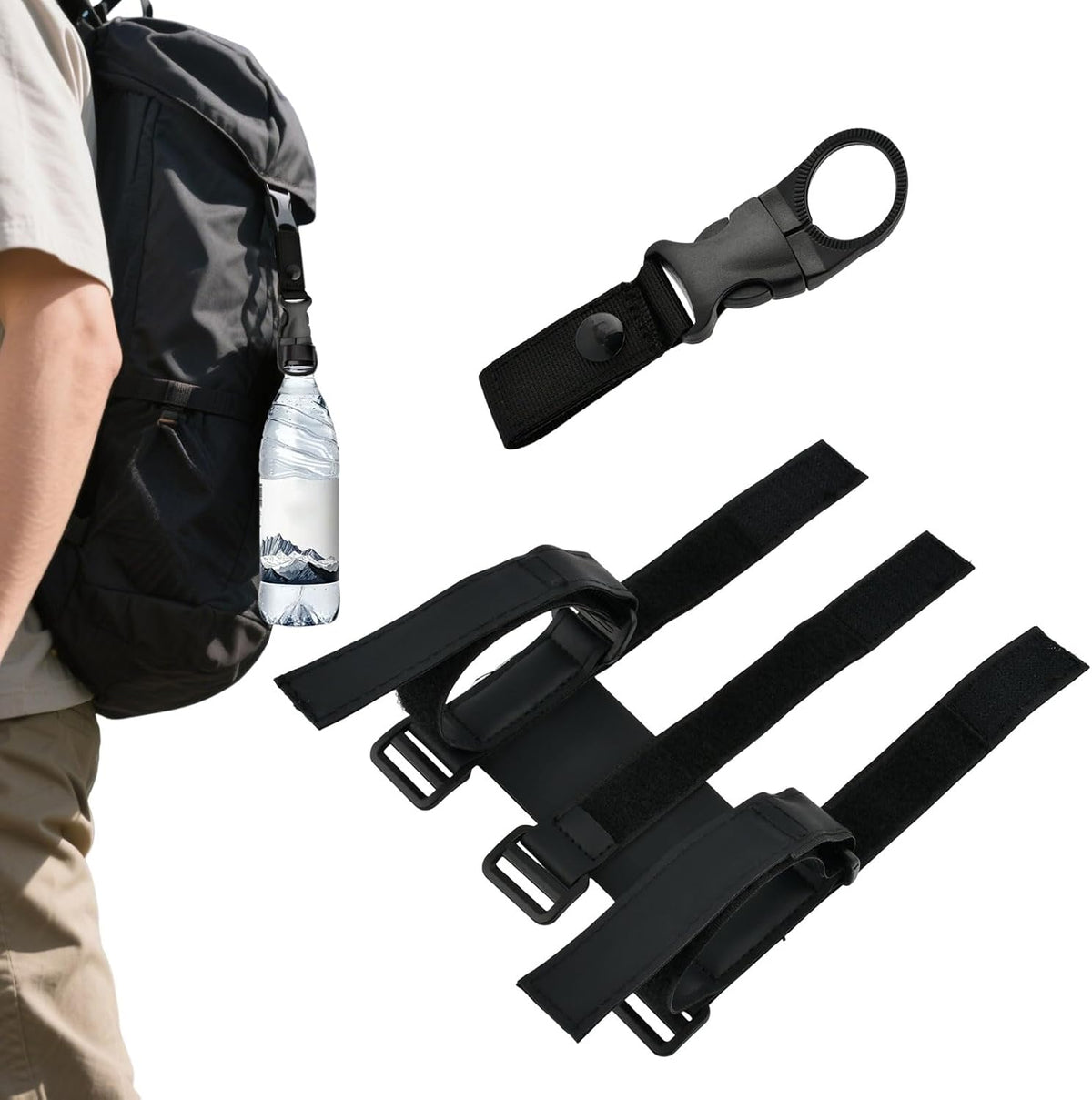 Lixternum Portable Speaker Mount for Bike, Waterproof Hook and Loop Fastener Strap Holder, Adjustable Strap Bike