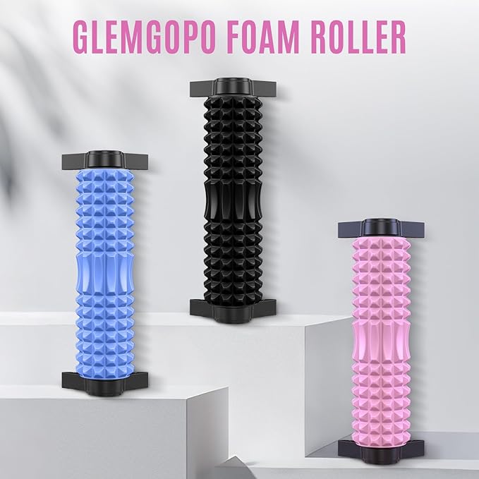 Trigger Point Foam Roller with Stand, 18 Inch Medium Density Foam Roller Long Yoga Roller Foam Exercise Roller for Physical Therapy, Muscles Deep Tissue, Pilates, Back Pain and Muscle Recovery (Pink)