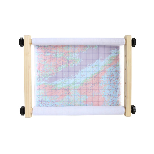 Cross Stitch Frame Hand-held Cross-Stitch Embroidery Frame, Solid Wood Adjustable 35 cm, Card Cloth Belt Design, Convenient and Quick, Stand