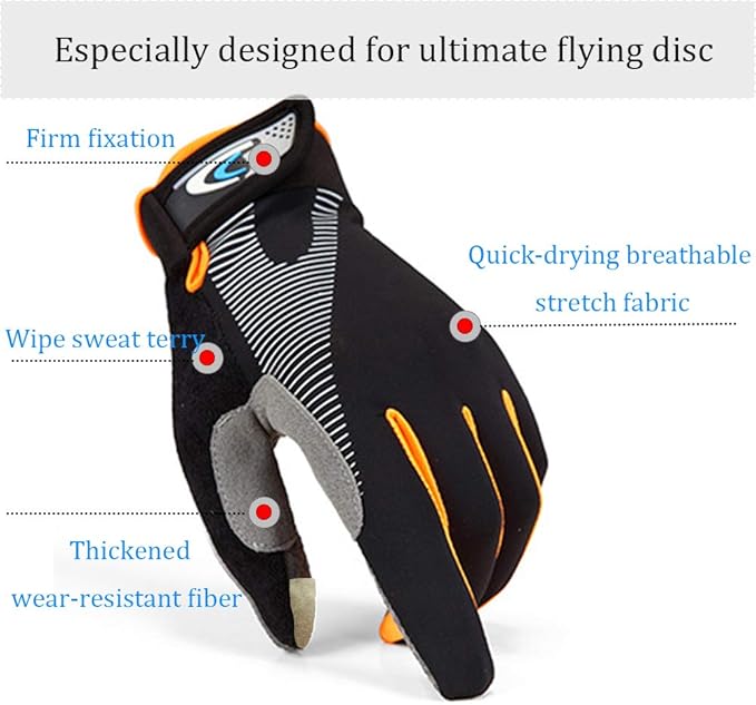 Ultimate Flying disc Gloves Ultimate Grip and Disc Gloves Breathable Non-Slip Sport Cycling Golf Glove, Improve Throws & Catches 1 Pair