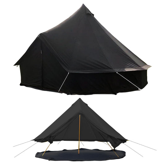 Kanggogo Canvas Tent,Bell Tent Yurt with Stove Jacks,Luxury Glamping Tent,Zipped Removable Floor for Glamping Truck Car Camping,Breathable/Windproof/Family Camping All Year Living 4/5person(Black-13')