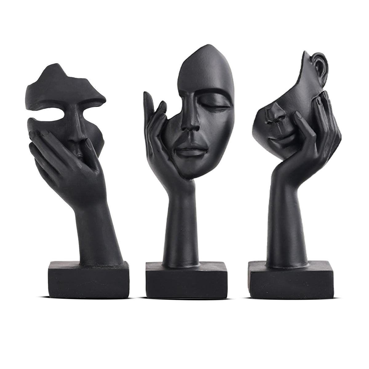 oliruim 3 Pcs Thinker Small Statue Set - Black Art Abstract Home Accent Figurines for Decor Bedroom, Shelves, Living Room Coffee Table, Office Desktop (3 Pcs Black, 6")