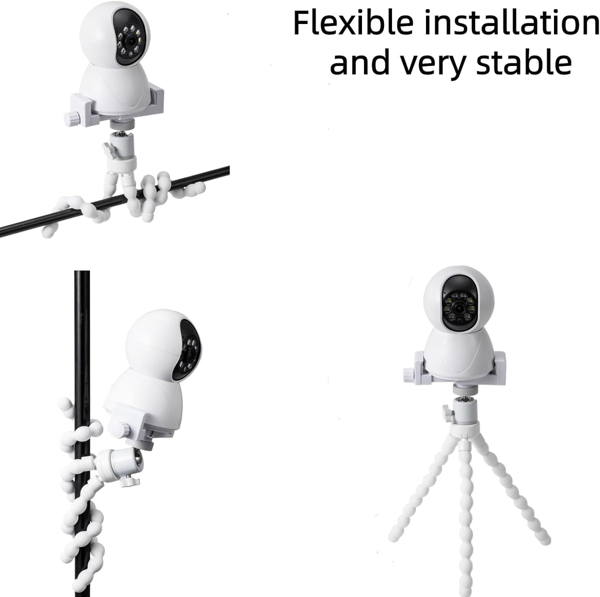 LamYHeng 2Pack Mount,360 1/4" No Drill Security Cameras Degree Rotating Swivel Mini Ball Head Mount ,Flexibl Wall Pole