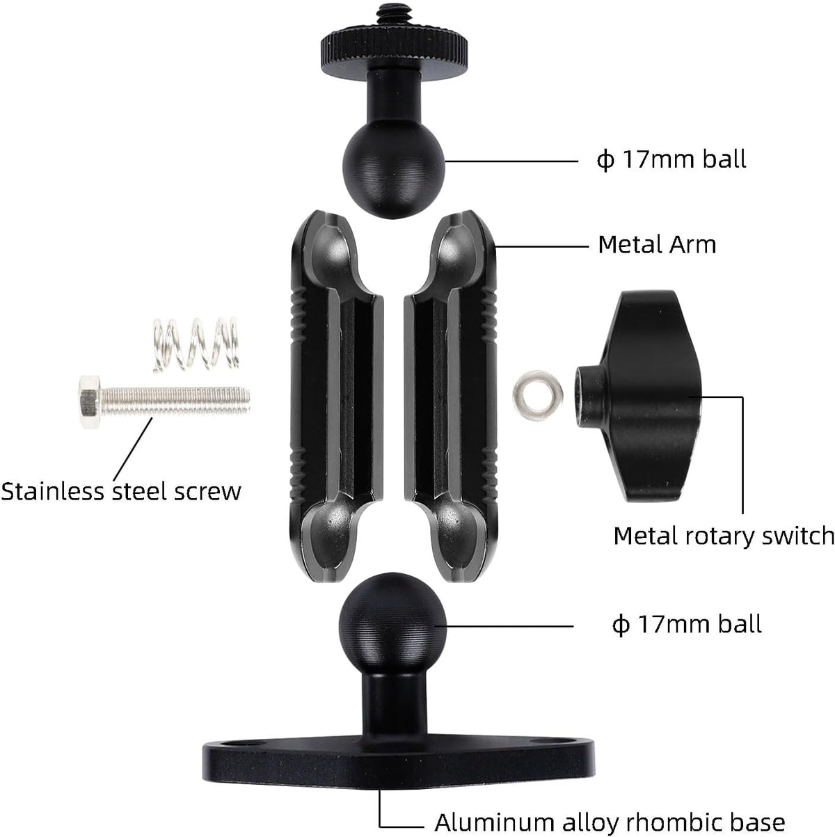 xik 1/4"-20 360 Metal Mount with Drill Plate Base for Monitors, Action CameraCCTV Cameras, Camcorders, Rotation
